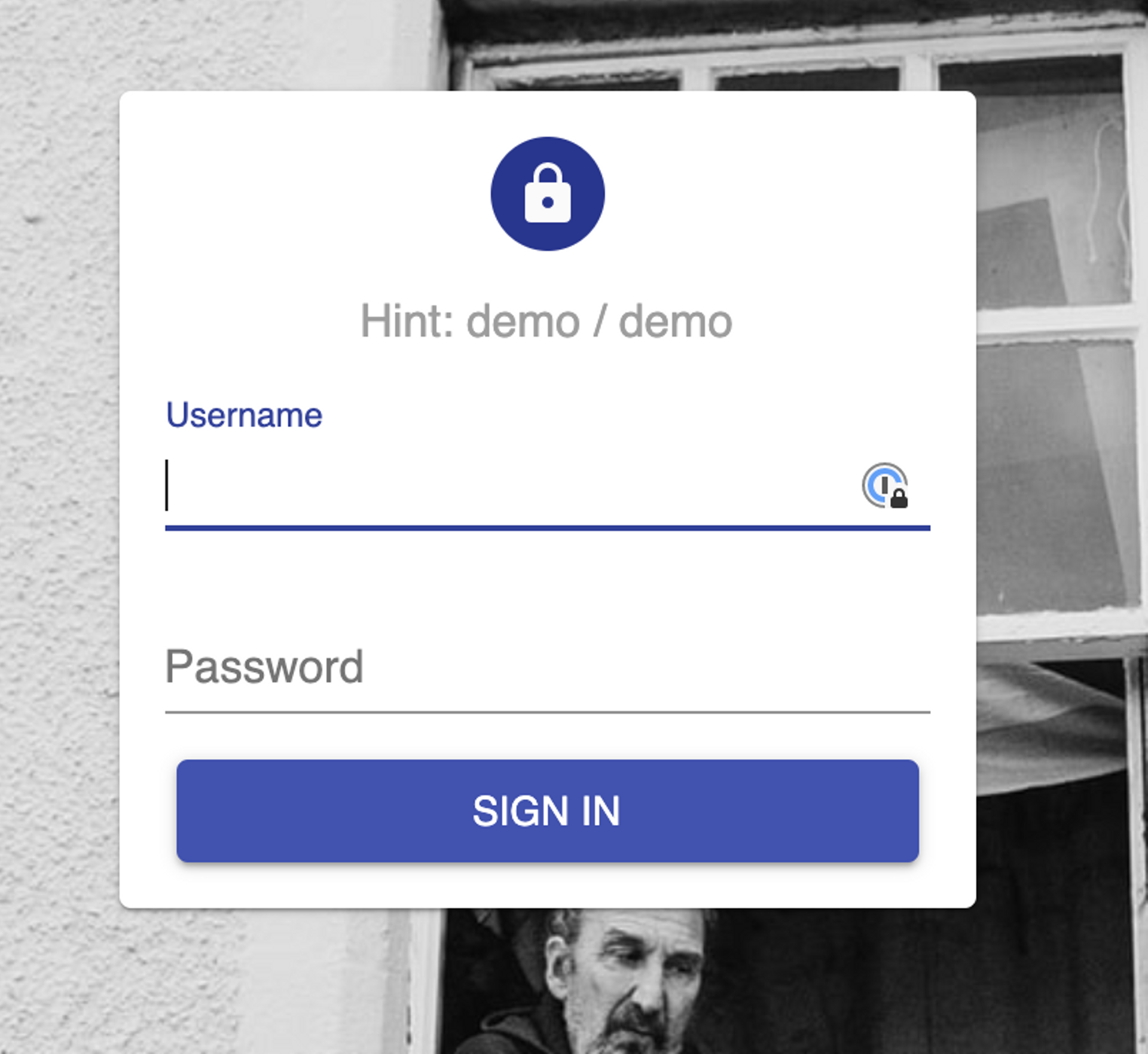 The authentication screen of React Admin